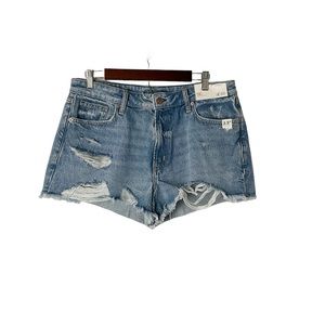 Arizona Jean Hi Rise Distressed Stretch Waistband Denim Shorts Size 15